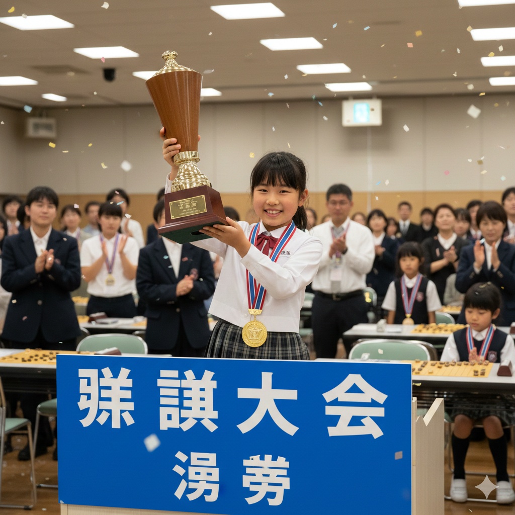 小学生の女の子が将棋大会で優勝